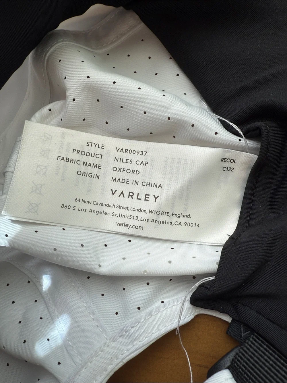 Varley Niles Active Cap White Hat